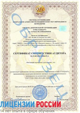 Образец сертификата соответствия аудитора №ST.RU.EXP.00006191-1 Лучегорск Сертификат ISO 50001